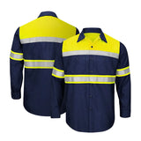 Size S-4XL Summer Outdoor Work Shirts with High Visibility Reflective Stripes Long Sleeve Shirt Sun Protection Two Tone Workwear