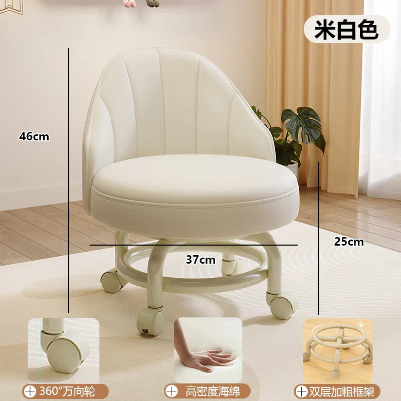 Household stool with wheel pulley low stool door change shoes small stool mobile backrest stool children small chair backrest