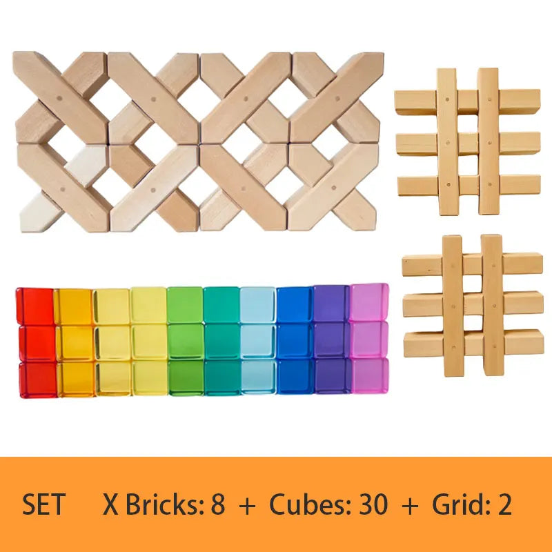 Acrylic Cubes Rainbow Gem Blocks Transparent Stacking Toys Sensory Training Crystal Toys Early Educational Toys for Children