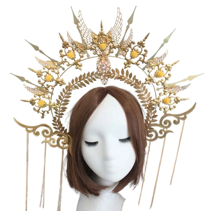 Gorgeous Sun Godmother's Crown Lolita KC Notre Dame Virgin Mary Halo Princess Queen Pope Tiara Headband