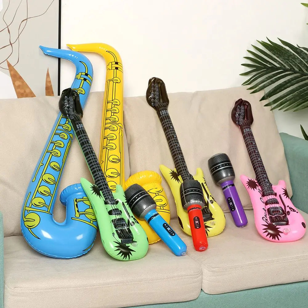 12Pcs Inflatable Instruments Toy Music Balloons Set Simulation Instrument Guitars Saxophones Microphones Party Toy Children Toys