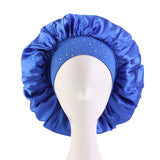 New Women Rhinestone Satin Silky Bonnet Elastic Band Night Caps Shower Cap Head Wrap Brimmed Nightcap Beauty Salon Hair Care Hat