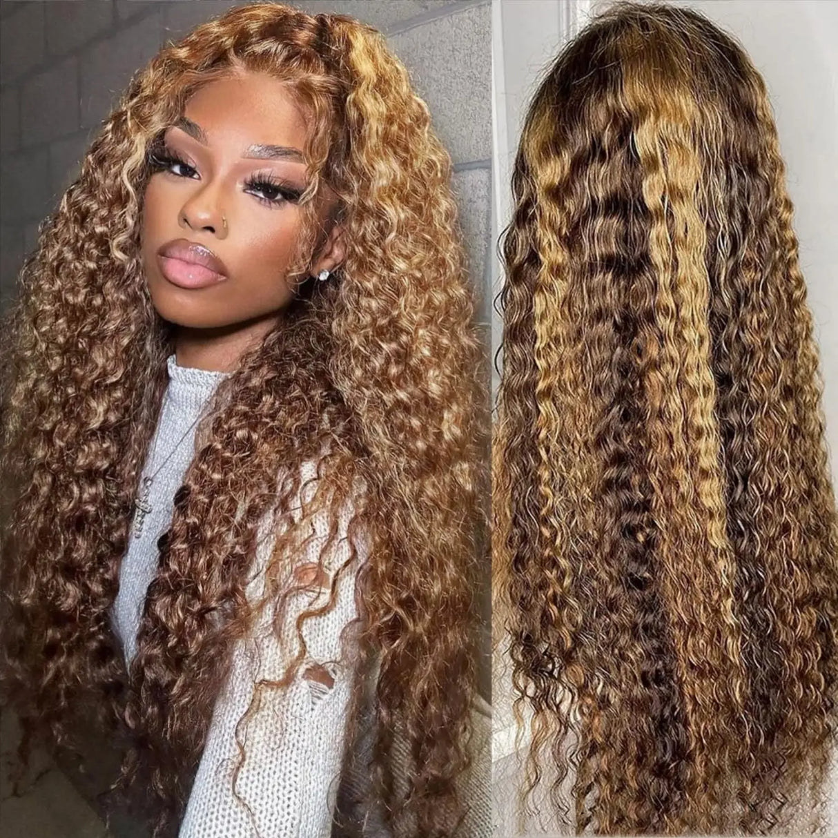 13x4 Hd Lace Highlight Wig Human Hair Wigs Glueless Curly Colored Honey Blonde Front Water Wave 13x6 Deep Wave Frontal Wig Curls