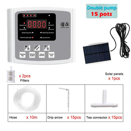 1/2 Pump Intelligent Drip Irrigation Water Pump Timer System Garden Automatic Watering Device Solar Energy ChargingPotted Plant