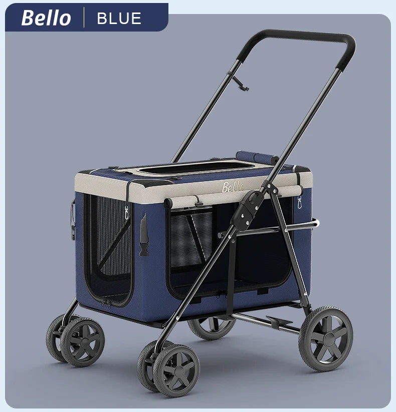 Bello Pet Strollers Folding Trolley Lightweight Pets Cat Carrier Cage Pet Gear Strollers for Small Dog Carrier Bag Trolley Case