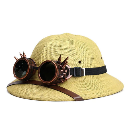 Y2k Parent-child Summer Straw Helmet Pith Sun Hats For Child Women Vietnam War Army Dome Hat Safari Jungle Miners British Cap