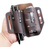 Multifunction Waist Holster Belt Loop Organizer Pouch Storage Pocket Bag Flashlight Tactical Pen Outdoor Tool PU Leather Case