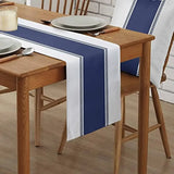 Navy Blue Stripes Linen Table Runners Dresser Scarves Decor Farmhouse Washable Table Runners for Dining Table Wedding Decoration