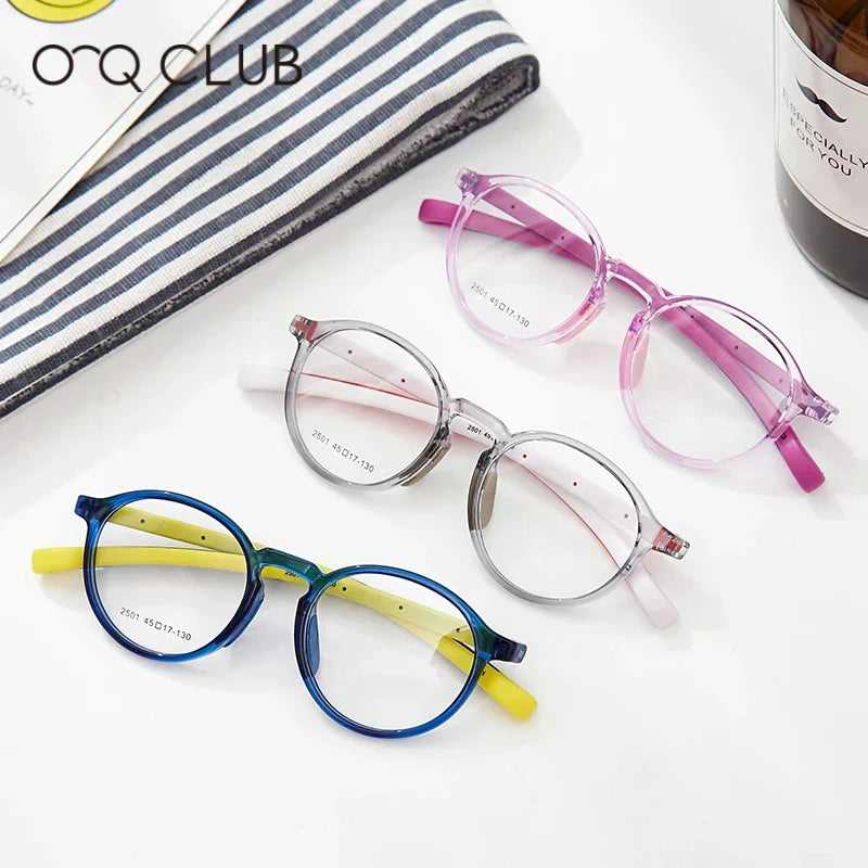 O-Q CLUB Kids Glasses Myopia Optical Eyeglasses Boys Girls Anti Blue Light TR90 Silicone Flexible Children’s Glasses Frames 2501