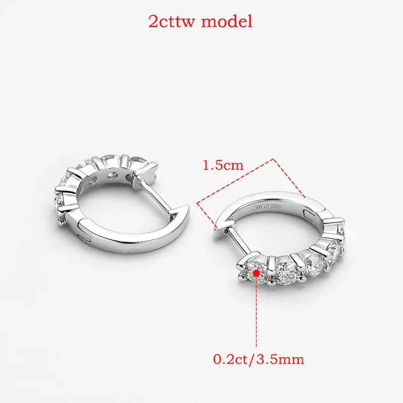 Smyoue 18k 3cttw Moissanite Hoop Earring for Women 4mm Stones D Color Sparkling Created Diamond Earring 100% 925 Sterling Silver