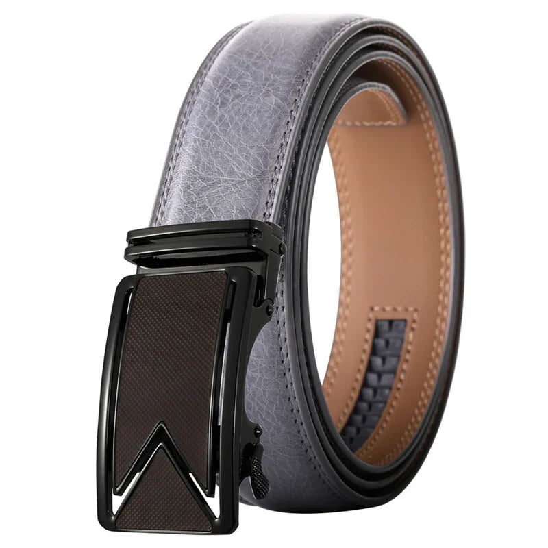 Plyesxale Men Belt 2024 Cowhide Genuine Leather Belts For Men Luxury Automatic Buckle Belts Brown Black Cinturones Hombre B55