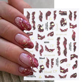 Purple Marble Nails Stickers Smoke Design Manicure Decals Golden Wave Lines Nail Slider Blooming Ink Sticker