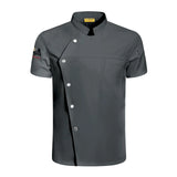 Unisex Chef Jacket Short Sleeve Kitchen Cook Coat Restaurant Waiter Uniform Shirt