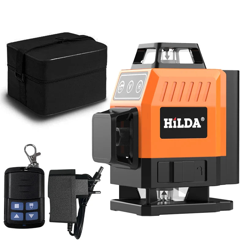 HILDA 12/16 Lines 3/4D Laser Level Level Self-Leveling 360 Horizontal And Vertical Cross Super Powerful Green Laser Level