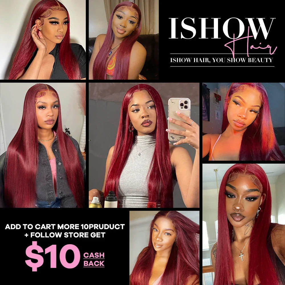 99J Straight Bundles With Closure Burgundy Human Hair Bundles With 5x5 Closure Brazilian Red Colored Bundles With 4x4 Closure