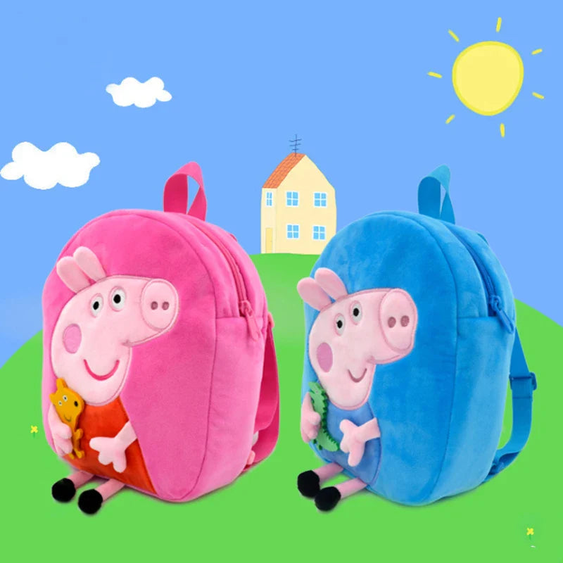 Peppa Pig Child Plush Backpack George Kindergarten Backpack Cartoon Shoulder Bag Girls Birthday Gifts Toys Toddler School Bags