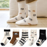 5 Pairs Children's Socks Cotton Non-slip Socks Floor Socks Cartoon Flowers Baby Socks Toddler Boy Girl Socks Kids Socks 0-12 Ys