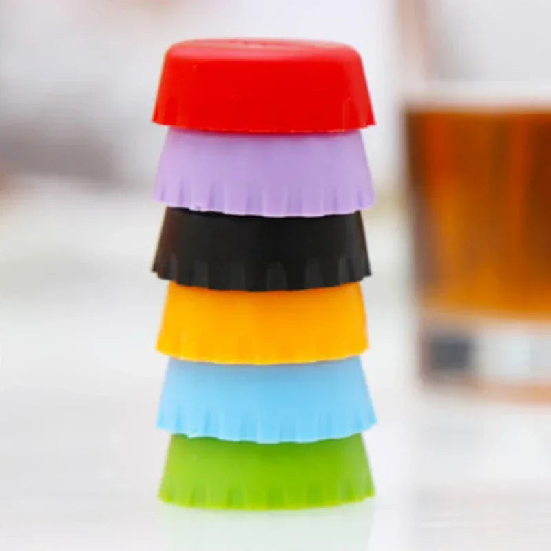 6pcs/12pcs Candy Colors Silicagel Beer Bottle Caps Bar  Home Brewing & Wine Making Barware Kitchen Dining Garden