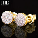 CUC 8MM Round Shaped Screw Back Stud Earring Iced Out Cubic Zirconia Men Women Earring Hip Hop Jewelry Best Gift