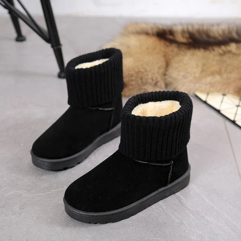 Cotton shoes women's winter boots 2023 new snow boots women plus fleece thickened warm 100 flat short boots women non-slip