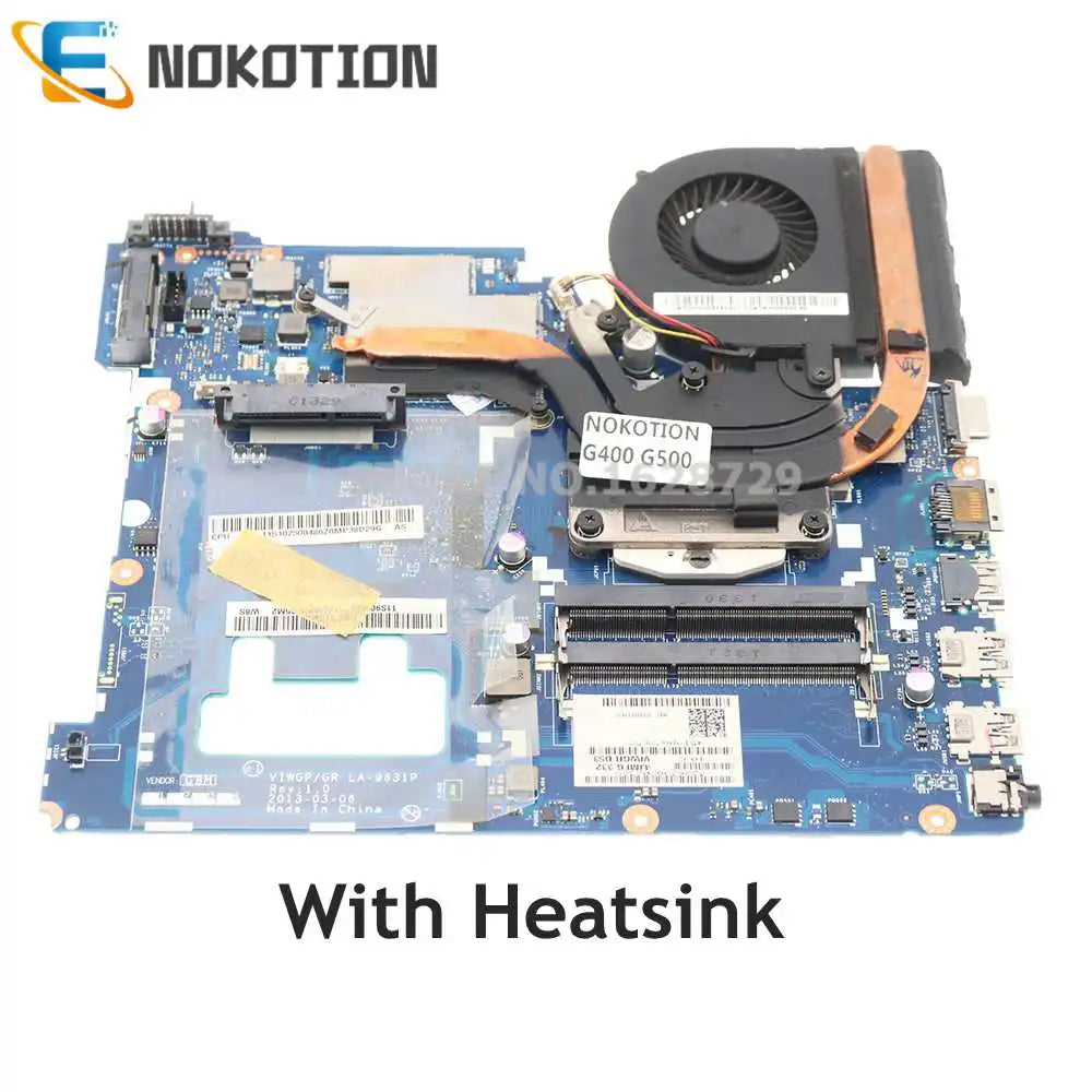 NOKOTION VIWGP GR LA-9631P MAIN BOARD For Lenovo G500 Laptop Motherboard HM76 DDR3 HD8570M 2G GPU with Heatsink +CPU