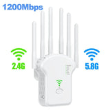 1200Mbps Wireless WiFi Repeater WiFi Signal Repeater Dual-Band 2.4G 5G WiFi Extender Antenna Network Amplifier WPS Router