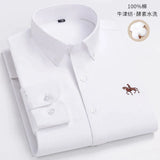 2023 100% Cotton Oxford Man Leisure Embroidered Horse Shirts Streetwear Oversized  Men Shirt Floral Long Sleeve Casual Plus Size