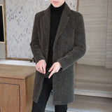 2023 High-end Feel Men Fashion Handsome All Woolen Coat Suit Collar Long Trench Coat Woolen Coat Thick Casual  Winter Jacket Men