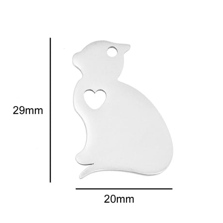 10pcs I Love My Cat Dog Animals Stainless Steel Pendant With Heart Puppy Pet ID Blank Dog Tag for Print Mirror Polish