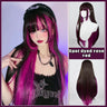 AS  Cosplay Wig With Bangs Synthetic Straight Hair 24 Inch Long Heat-Resistant Pink Wig For Women