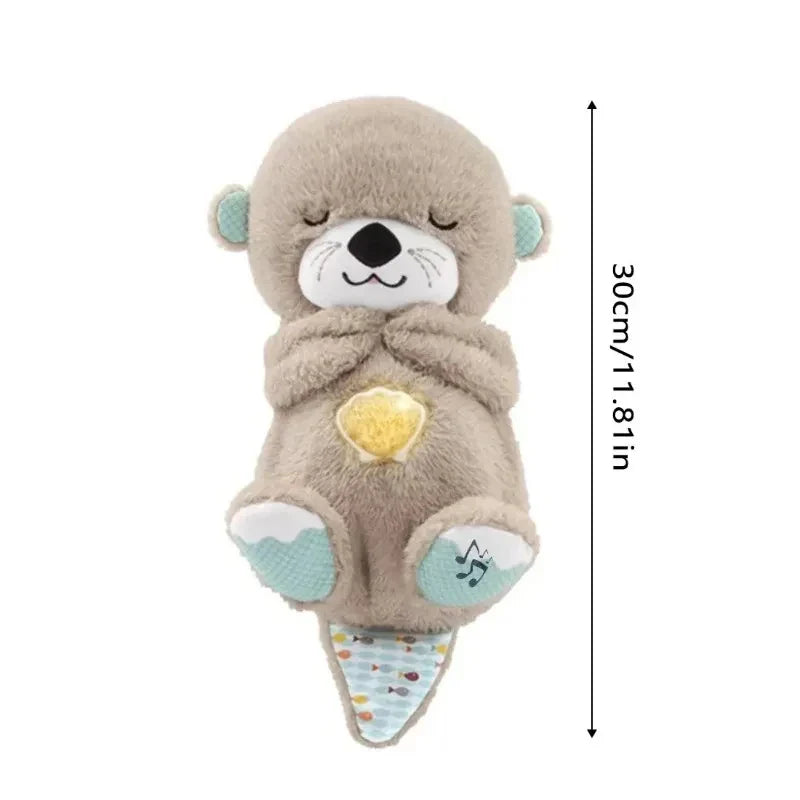 Breathing Bear Baby Soothing Otter Plush Doll Toy Baby Kids Soothing Music Baby Sleeping Companion Sound and Light Doll Toy Gift