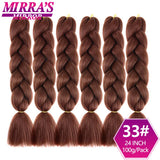 24inch Jumbo Braids Synthetic Hair For Box Braid Ombre Braiding Hair Extensions Three Tone Black Brown Blue Pink Mirra’s Mirror