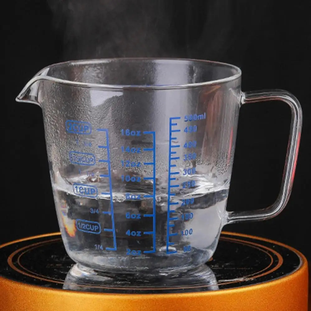 250ml/500ml Heat Resisting Glass Measuring Cup With Handle Milk Water Scale Microwave Tool Food Grade Bakeware Kitchen Accessory