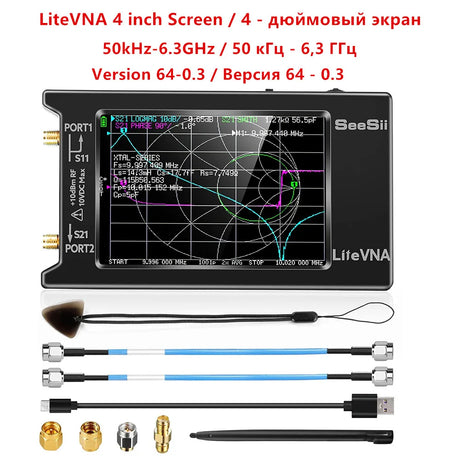 LiteVNA 4 inch NanoVNA 50kHz-6.3GHz / 10KHz -1.5GHz Vector Network Analyzer Antenna Analyzer HF VHF UHF SWR HW Version 4.3