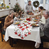 Christmas Table Runner Embroidered Red for Christmas Decorations 70 Inch Holly Table Runner for Home Holiday Kitchen Table Decor