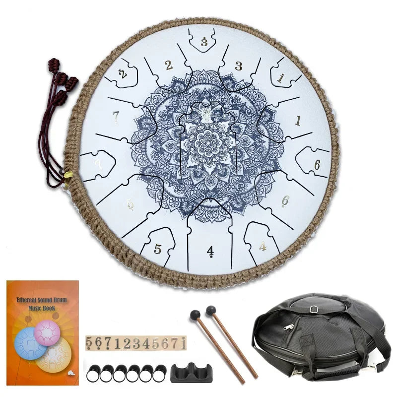 13 Inch 15 Notes Tongue Drum D Major Carbon Steel Ethereal Drum Beginner Hand Drums Yoga Meditation Percussion Instruments Gifts