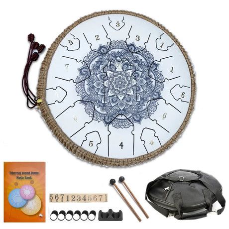 13 Inch 15 Notes Tongue Drum D Major Carbon Steel Ethereal Drum Beginner Hand Drums Yoga Meditation Percussion Instruments Gifts