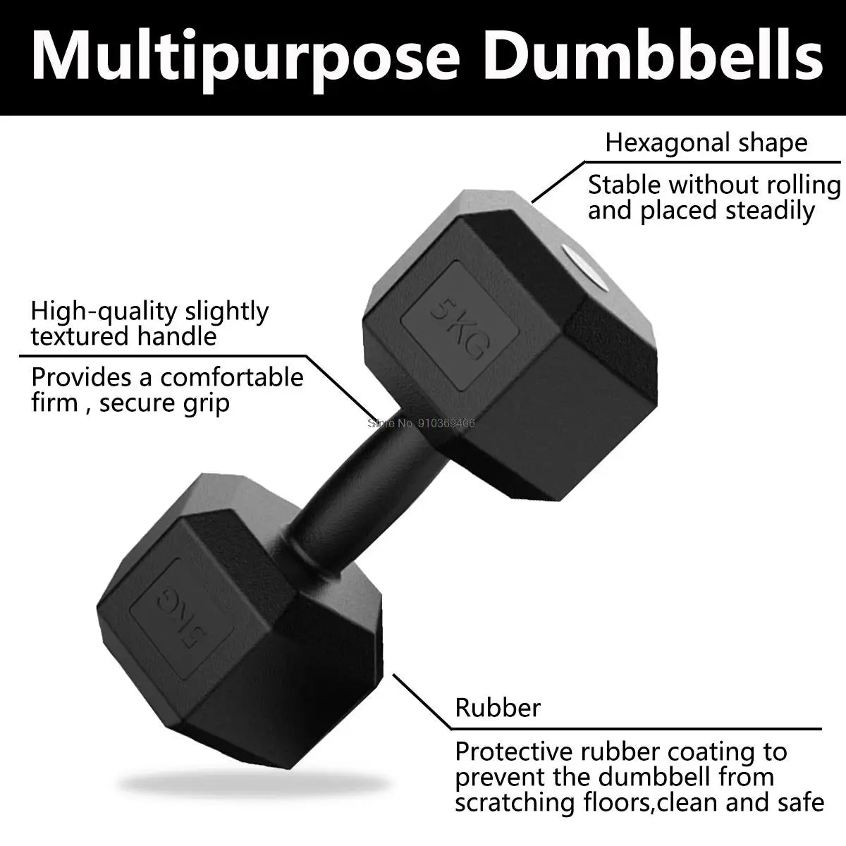 Hexagon Dumbbells Gym Weights for Exercise Dumbbell Gym Equipment Fitness Equipment 5-10kg Set of 2 Units US EU Stock