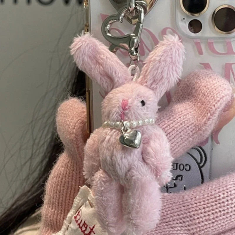 Bunny Heart Phone Chain Korean INS Punk Cute Rabbit Dolls Keychain Bag Decoration Y2K Fashion Jewelry Pendant Accessories Gift