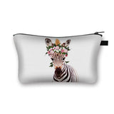 Animal Print Cosmetic Bag Women Makeup Bag Kawaii Koala/Elephant/Elk Toiletry Canvas Travel Organizer Zipper Pouch Handbag Purse