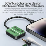 3-in-1 GS1 IP Audio+Charge PD 30W Fast Charge 3.5mm Converter Headphone Connector Mobile Phone Sound Card Charging Adapter