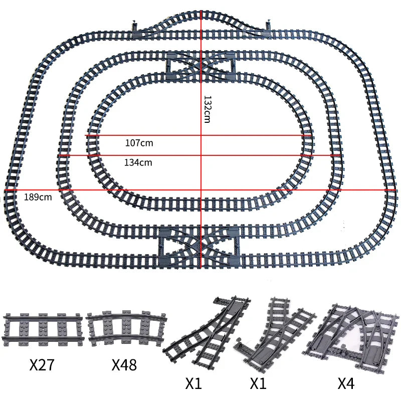 City Trains Train Track Rail Bricks Model Toy Soft Track Cruved Straight For Kids Gift Compatible All Brands Flexible Railway