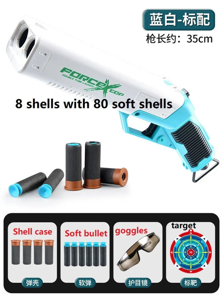 New Toy Gun Double-Barreled Soft Bullet Gun Toy Outdoor Sports Shotgun Simulated Shell Throwing Toy Adult Children Birthday Gift