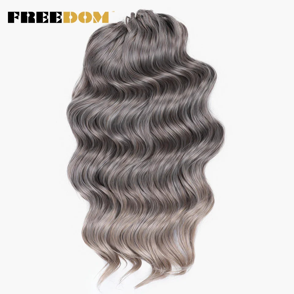 FREEDOM Synthetic Deep Curly Twist Crochet Hair 16 Inch Deep Wave Braid Hair Soft Ombre Blonde Brown Braiding Hair Extensions