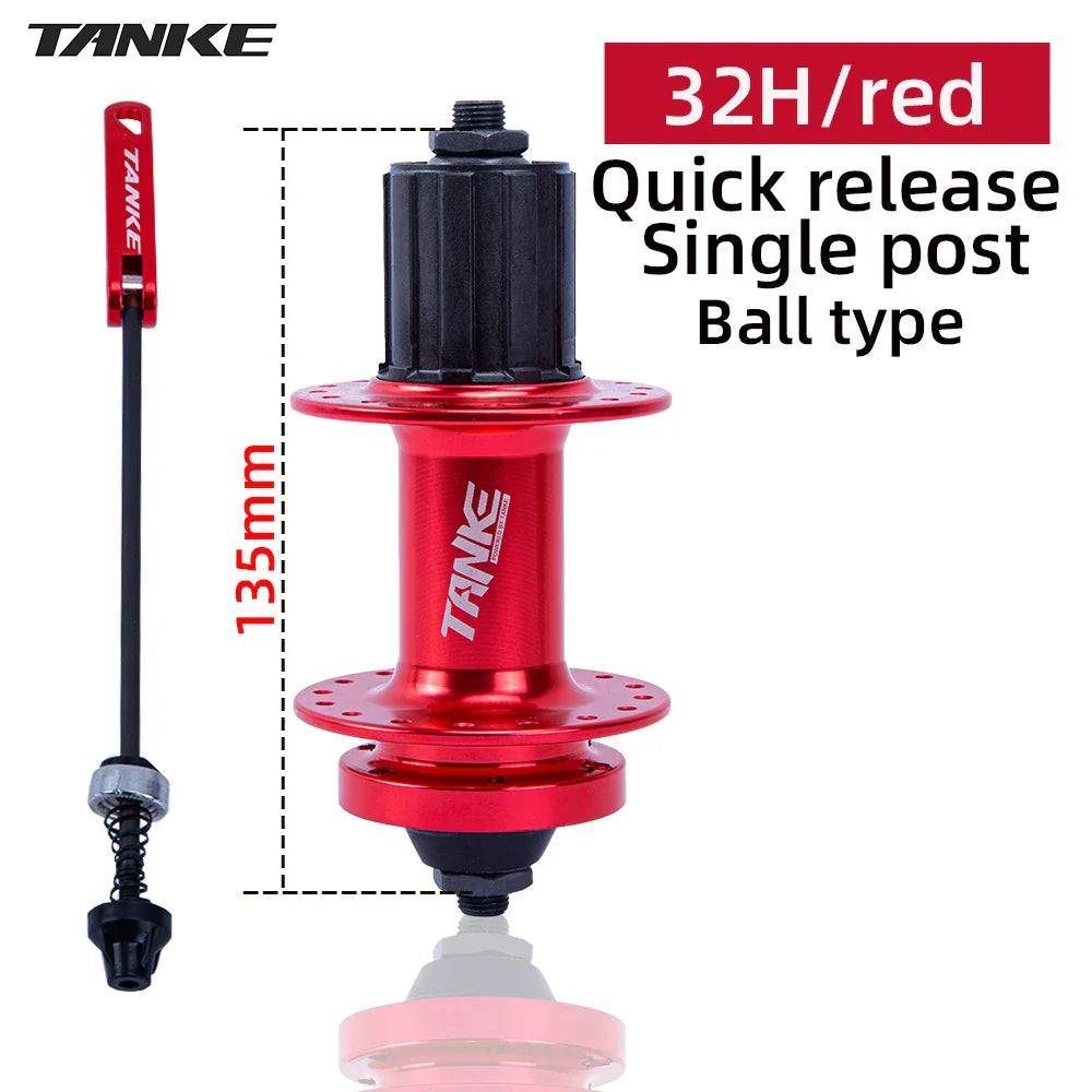 TANKE 32 Holes MTB Bike Hub 5 Colors Steel Beads Ball Quick Release 135mm Disc Brake Bicycle Hub Cube For HG 8 9 10 11 12 Speed