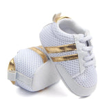 Baby Shoes Newborn Boys Sneaker Girls Two Striped First Walkers Kids Toddlers Lace Up PU Leather Soft Soles Sneakers 0-18 Months