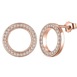 Rose Gold Hoop Earrings For Women 925 Silver Original Pave CZ Heart Ciecle Star Moon U Shape Earrings Luxury Wedding Jewelry