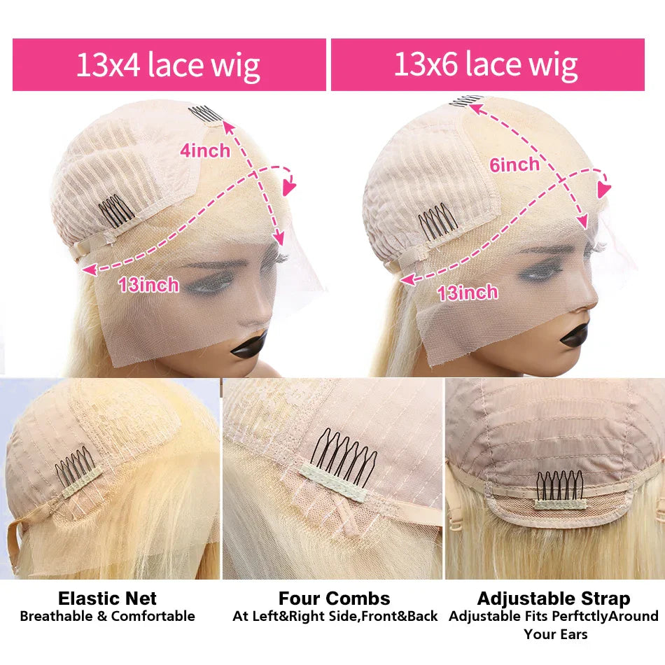 250 Density 613 Blonde Straight 13x6 Lace Frontal Wig Brazilian Colored Glueless Wigs For Women 13x4 Lace Front Human Hair Wigs