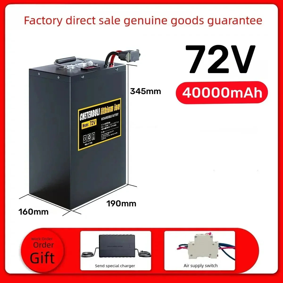 72V 50Ah Ebike Lithium Battery 60V 72V 30Ah 40Ah 50Ah Li ion Battery for 1000W 2000W 3000W Motor Electric Bicycle Bike Scooter