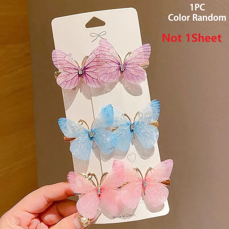 1pc Random Colorful Butterfly Hairpins Girl Hair Clips Barrettes Women Sweet Hair Ornament Rainbow Headwear Fashion Hair Accesso